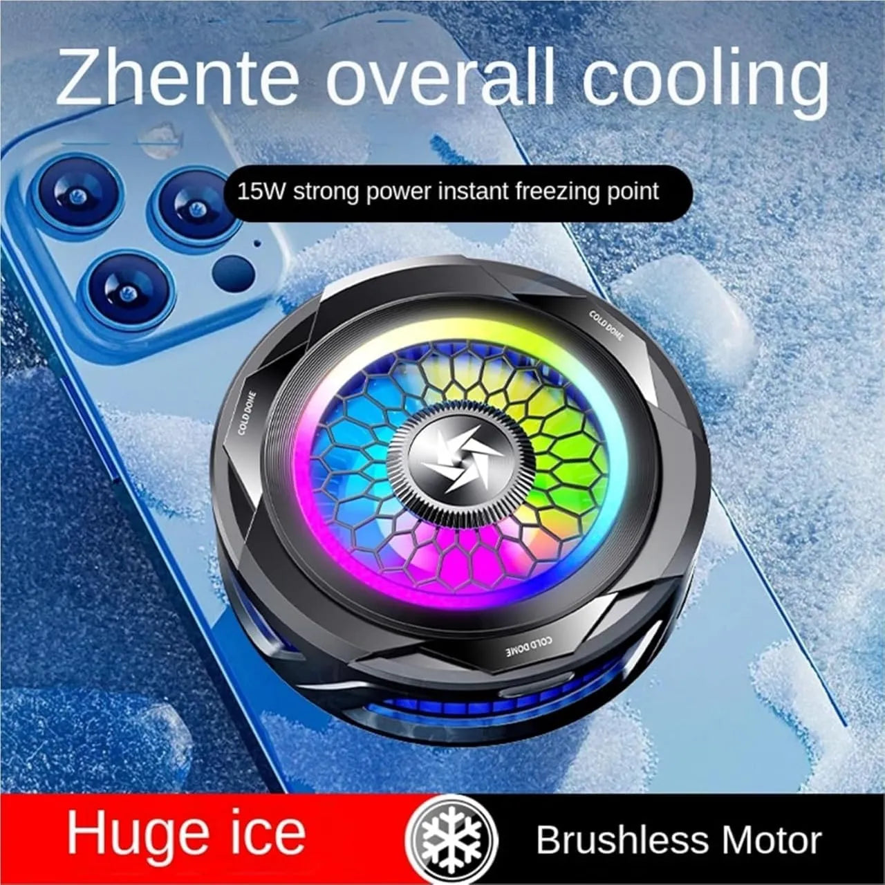 Hand placing the SL 25 Phone Cooler on a smartphone for rapid cooling