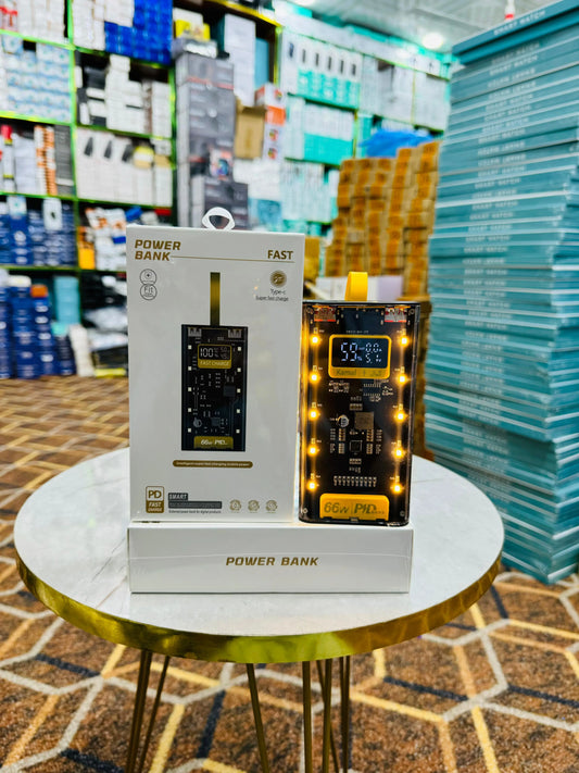 Transparent 20000mAh Power Bank - PD 66W Super Fast Charge with LED Digital Display