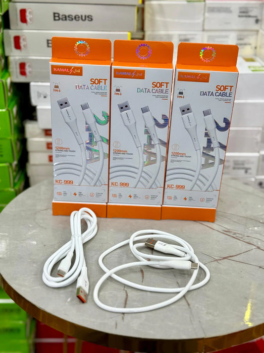 Kamal Plus KC-999 Soft Type-C Data Cable – 1200mm, Fast Charging & Durable Design