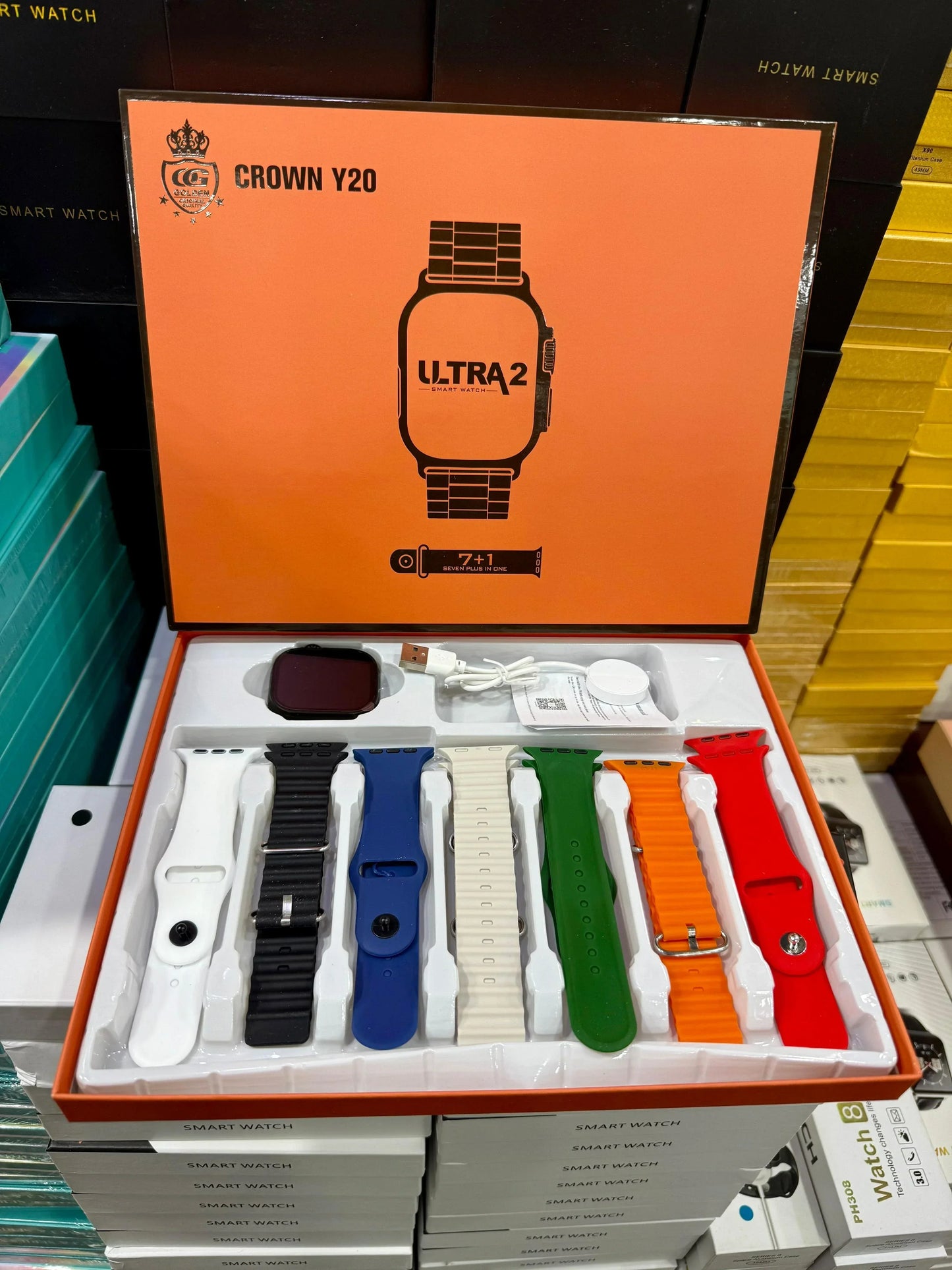 Crown Y20 Ultra 2 Smartwatch – 7+1 Strap Combo