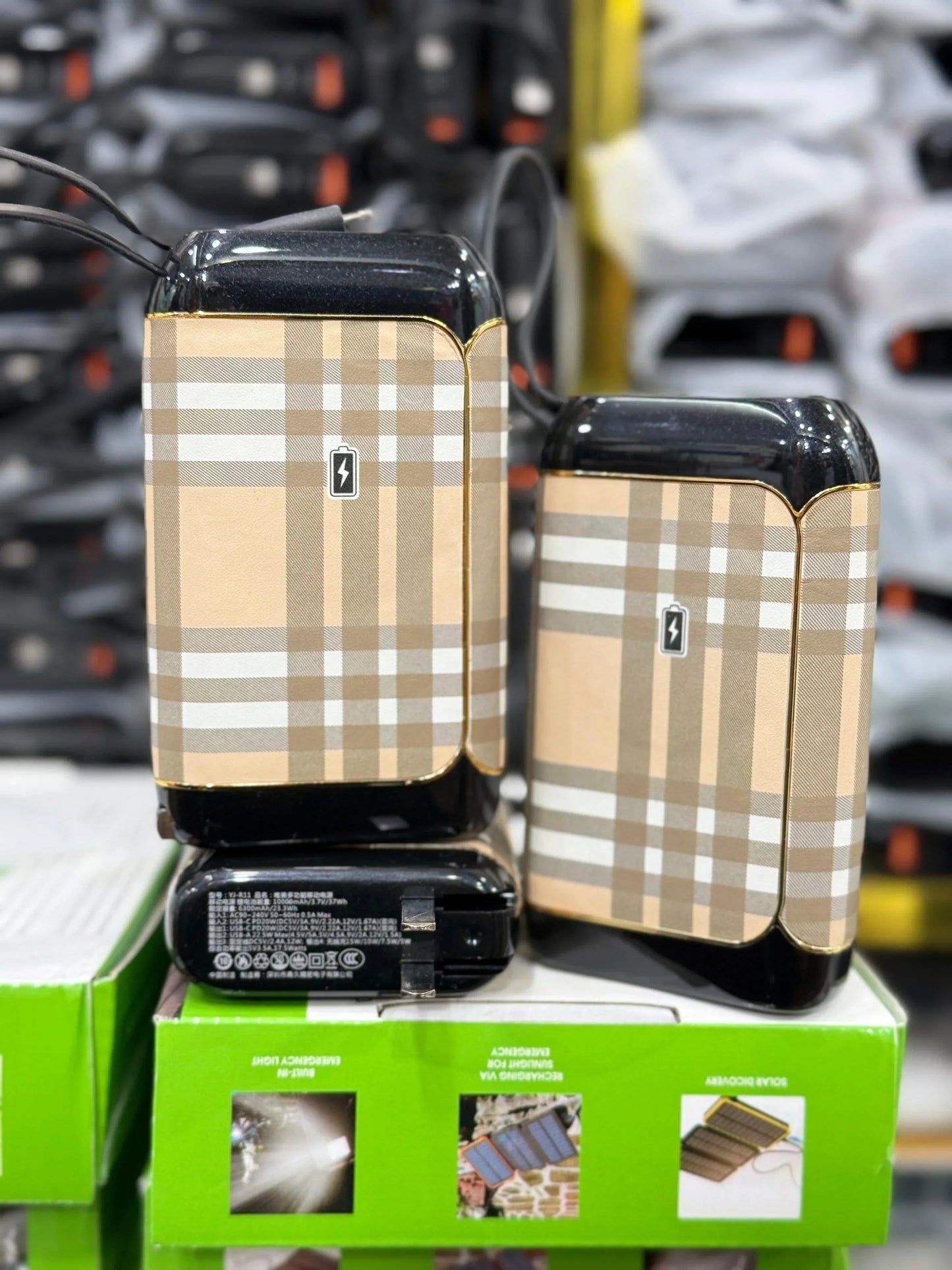 NIKI Luxury 20000mAh Power Bank – Fast Charging, Dual USB, Stylish Plaid Design | SPHARE TECH