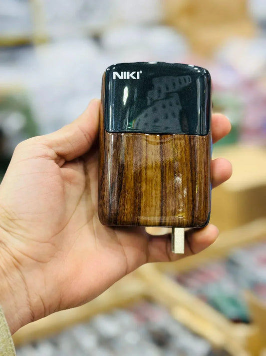 NIKI Wooden Texture 20000mAh Power Bank – Dual USB & Fast Charging | SPHARE TECH