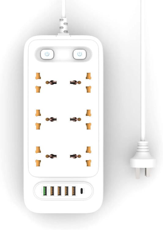3000W Power Socket with 3 Outlets & 5 USB Ports – Fast Charging & Surge Protection