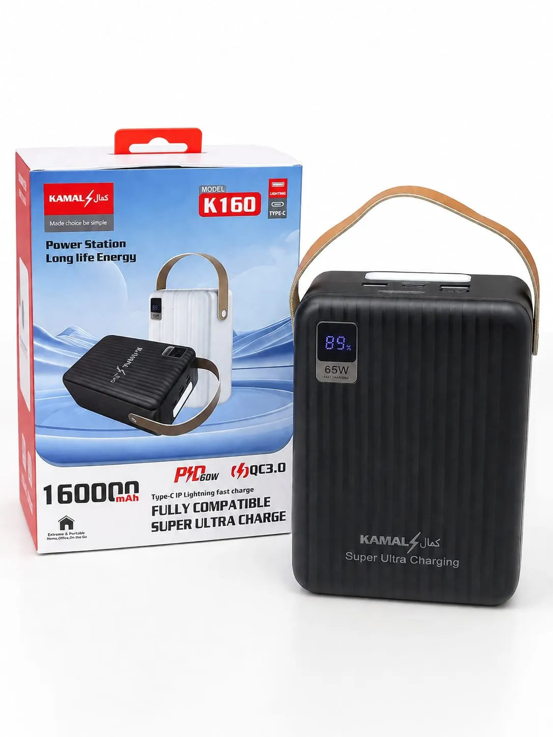Kamal K160 Super Ultra Charging Power Bank – 160,000mAh, 65W Fast Charge | Original in Pakistan