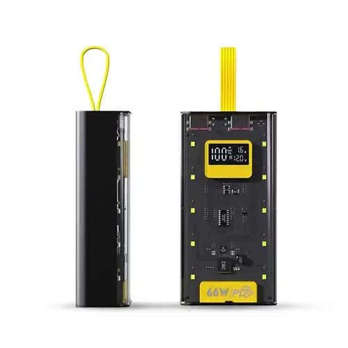 Transparent 20000mAh Power Bank - PD 66W Super Fast Charge with LED Digital Display