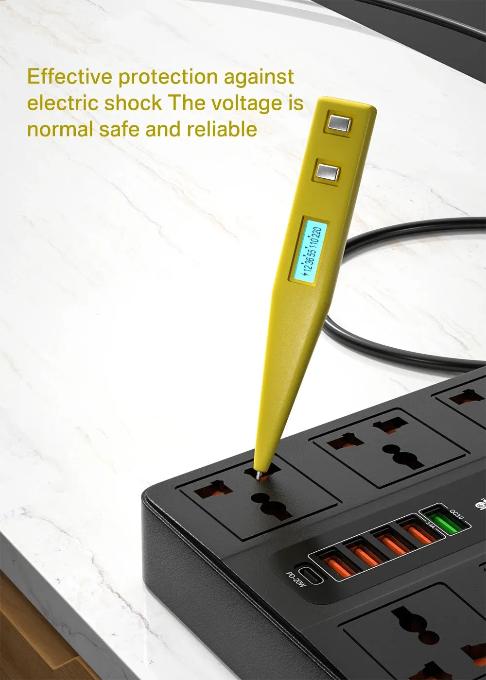 Ultra High-Speed Power Socket with USB Ports & Surge Protection - 3000W