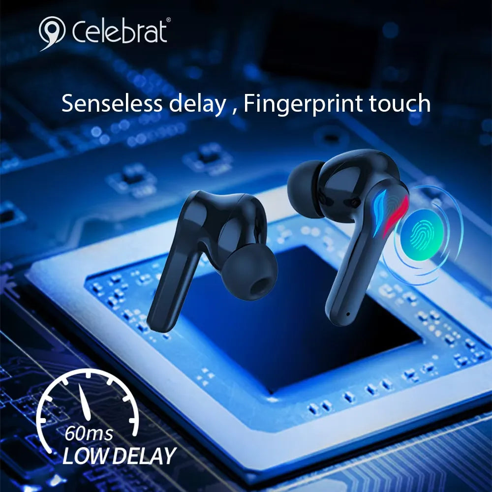 Celebrat TWS-W13 60ms Low Delay Wireless Gaming Earbuds