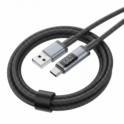 KAMAL 100W / 66W Digital Display Fast Charging Type-C Cable | Nylon Braided