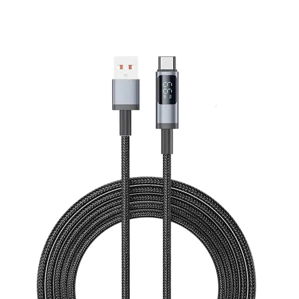 KAMAL 100W / 66W Digital Display Fast Charging Type-C Cable | Nylon Braided