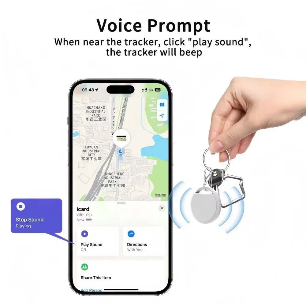 Smart Tag Bluetooth Anti-Loss Tracker for Apple Find My – 100dB Loud Beeper, Global GPS Map Navigation & 1-Year Replaceable Battery (iOS Only)