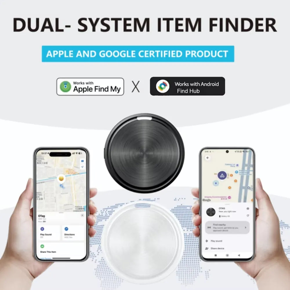 OTAG Dual-System Smart Tracker Tag – Works with Apple Find My (iOS) & Google Find Hub (Android) | Global Anti-Loss GPS Item Finder