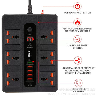 Ultra High-Speed Power Socket with USB Ports & Surge Protection - 3000W