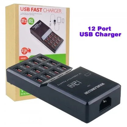 12-Port USB Fast Charger Hub – 3.5A High-Speed Charging with LED Display