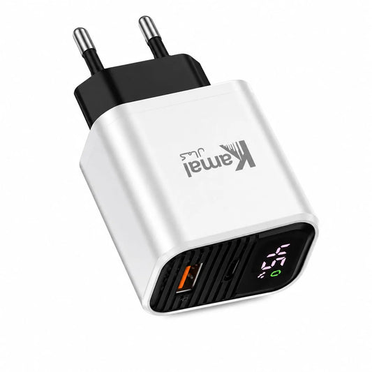 Kamal K809 45W Super Fast Charger with Live Digital Display | Dual Port Type-C &amp; USB-A