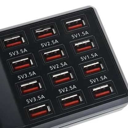 12-Port USB Fast Charger Hub – 3.5A High-Speed Charging with LED Display