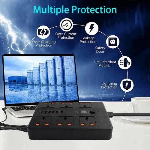 Ultra High-Speed Power Socket with USB Ports & Surge Protection - 3000W