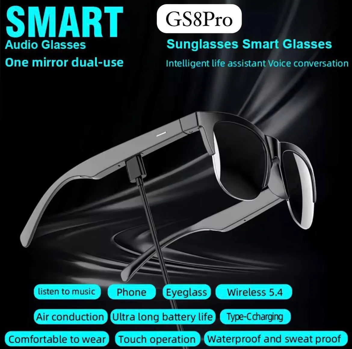 G58 Pro Smart Audio Sunglasses | Open-Ear Bluetooth 5.4 Music Glasses with Hi-Fi Stereo & Voice Control