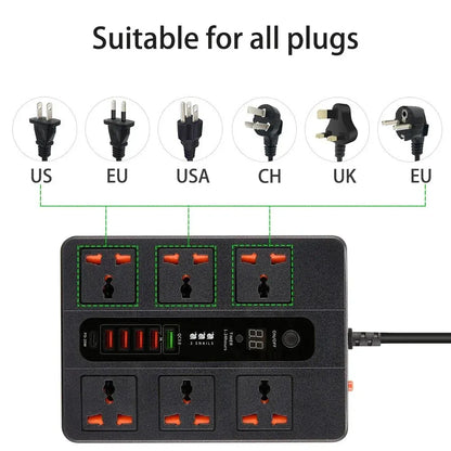 Ultra High-Speed Power Socket with USB Ports & Surge Protection - 3000W